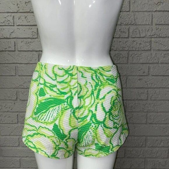 Lilly Pulitzer LIZA Heartbreaker Women Green & White Textured Floral Shorts Size - Picture 6 of 15